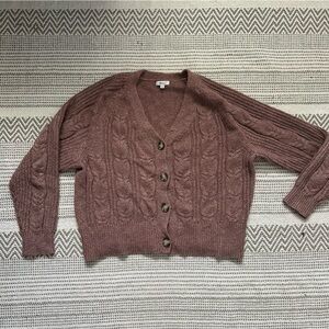 Reitmans Plum Cable Knit Cardigan